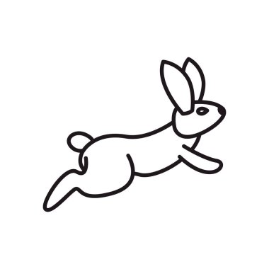Sevimli tavşan atlama çizgisi ikon vektör tasarımı