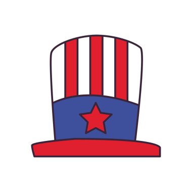 ABD şapka satırı ve biçim ikonu vektör tasarımını doldur