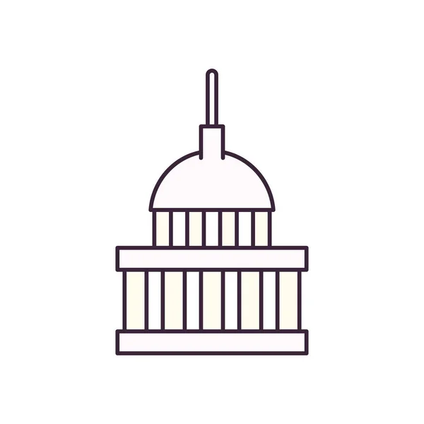 Usa capitol house line and fill style icon vector design — 스톡 벡터