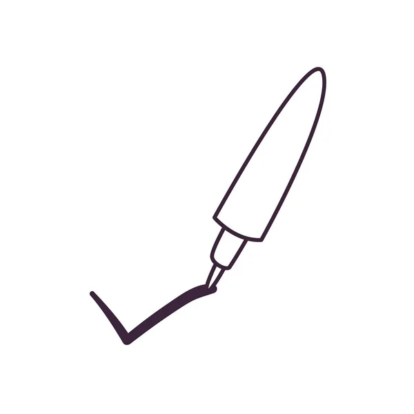 Ручка с галочкой стиль линии иконки дизайн вектора — стоковый вектор