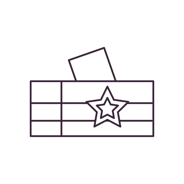 Usa vote box and paper line style icon vector design — Stock Vector