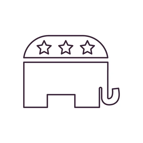 EUA elefante linha estilo ícone vetor design —  Vetores de Stock