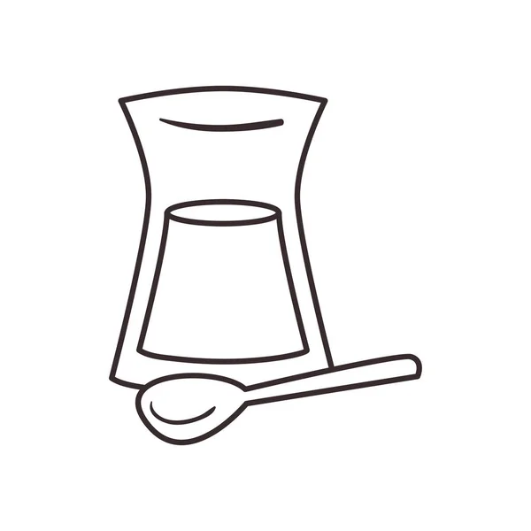 带有勺子线条图标矢量设计的土耳其玻璃杯 — 图库矢量图片