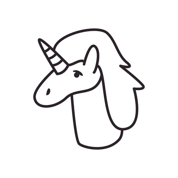 Unicórnio cavalo desenho animado linha estilo ícone vetor design — Vetor de Stock