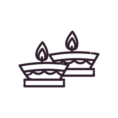 diwali iki mum çizgisi biçim vektör tasarımı