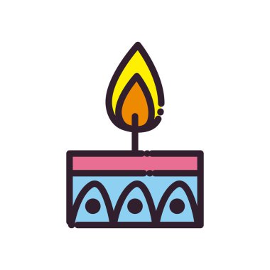 diwali mum hattı ve biçim ikonu vektör tasarımını doldur