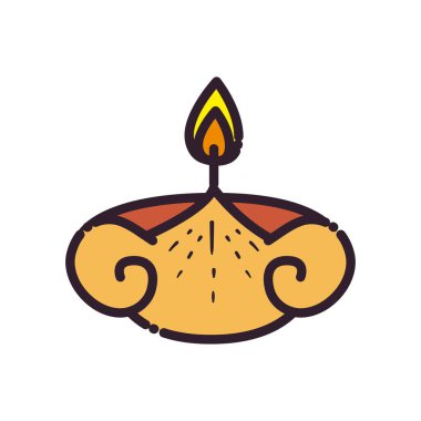 diwali mum hattı ve biçim ikonu vektör tasarımını doldur