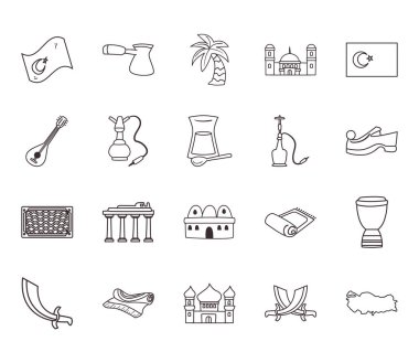 Türk satır biçimi ikon vektör tasarımı demeti