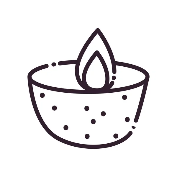 Diwali pointed candle line style icon vector design — Stock Vector