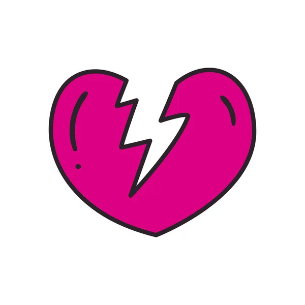 Linea del cuore rotta e design vettoriale icona di stile di riempimento — Vettoriale Stock