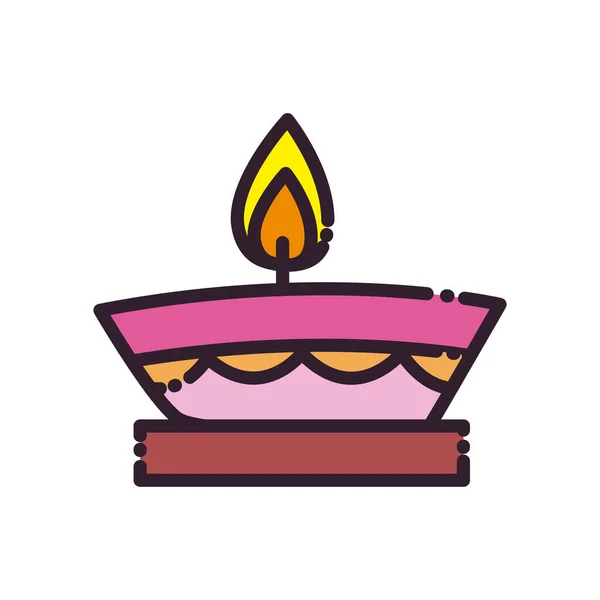 Diwali kaars lijn en vul stijl pictogram vector ontwerp — Stockvector