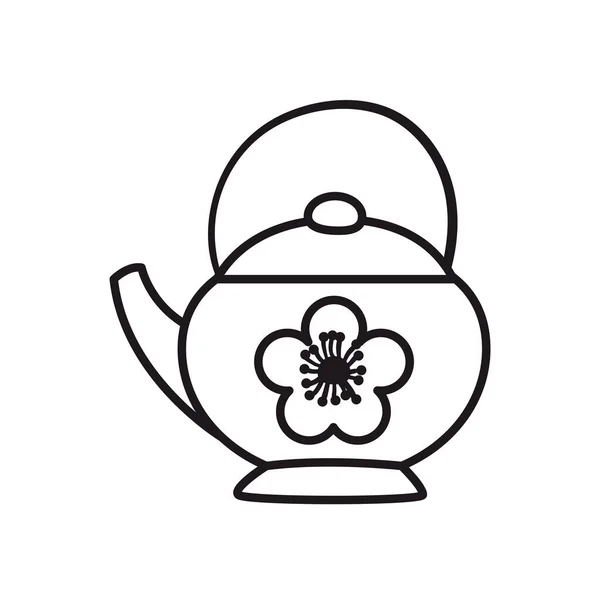 Chinesische Teekanne Linie Stil-Ikone Vektor-Design — Stockvektor