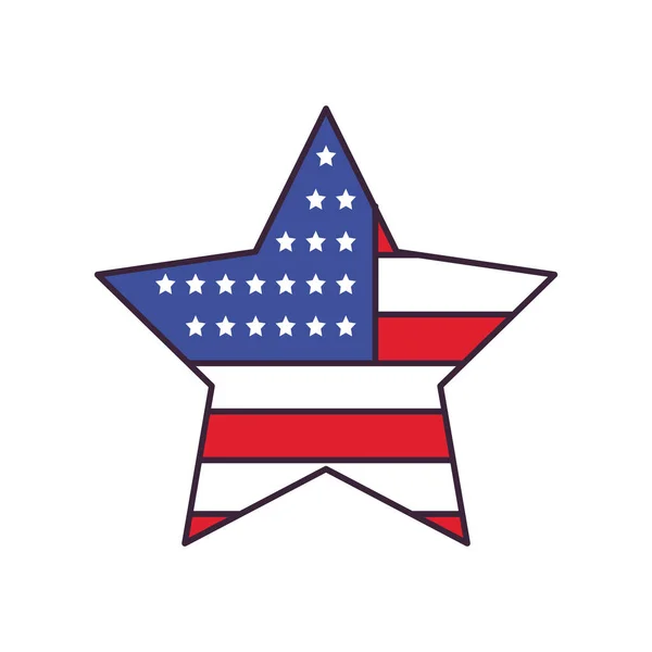 Usa flag star shaped line and fill style icon vector design — Stock Vector