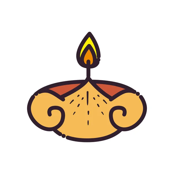 Linha de vela diwali e design de vetor ícone de estilo de preenchimento —  Vetores de Stock