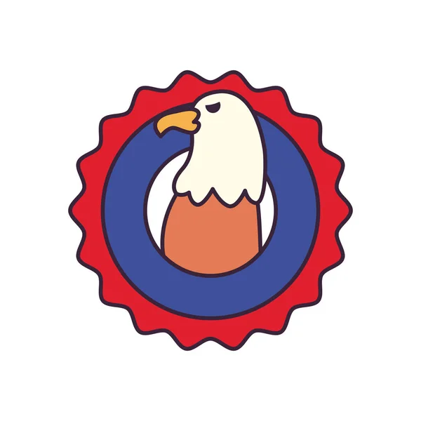 Usa águila en línea de sello de sello y diseño de vectores de icono de estilo de relleno — Vector de stock