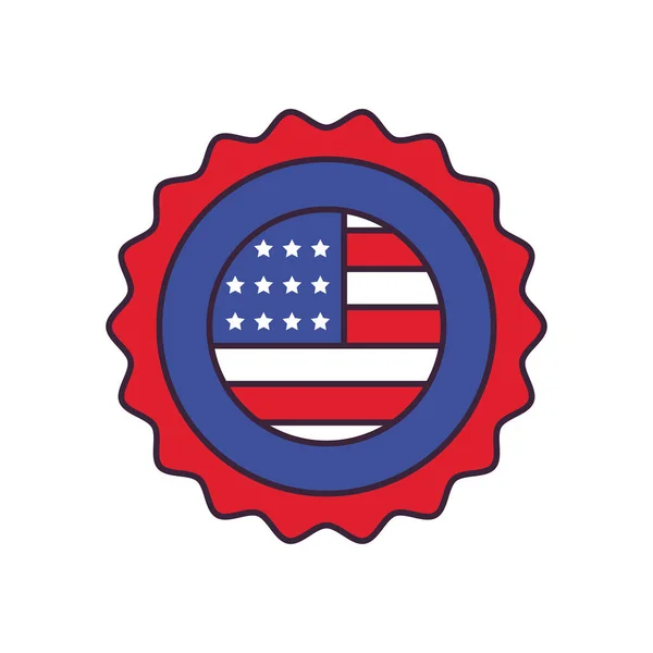 Прапор США в лінії штампа і значок стилю заповнення Векторний дизайн — стоковий вектор