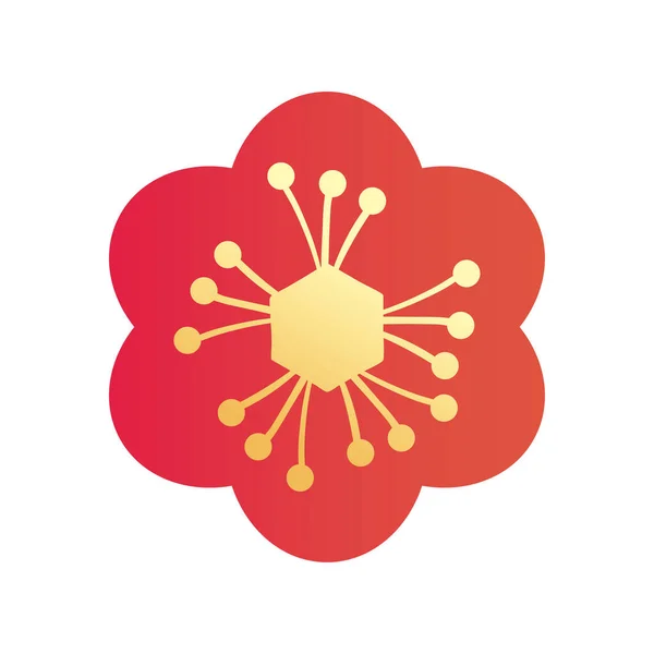 Kínai virág gradiens stílus ikon vektor tervezés — Stock Vector