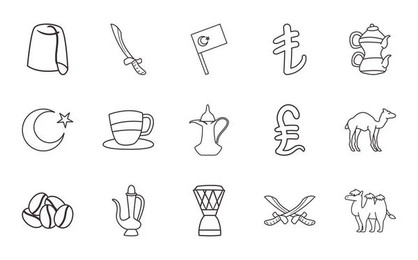 Turkish line style set of icons vector design — Stock Vector