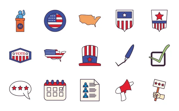 Usa εκλογική γραμμή και συμπληρώστε το στυλ σύνολο εικονίδια διάνυσμα σχεδιασμό — Διανυσματικό Αρχείο