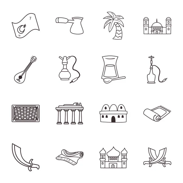 Collection turque de style de ligne de conception vectorielle icônes — Image vectorielle