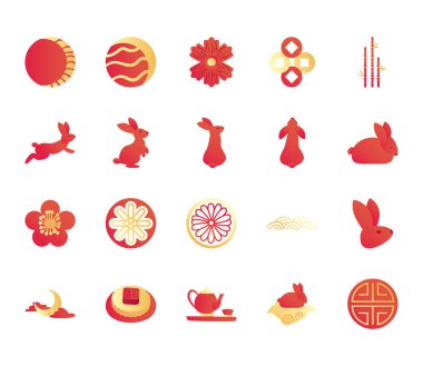 Sonbahar ortası hasat ayı festivali ikon vektör dizaynının gradyan stili