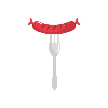 Sosis simgeli çatal, düz stil