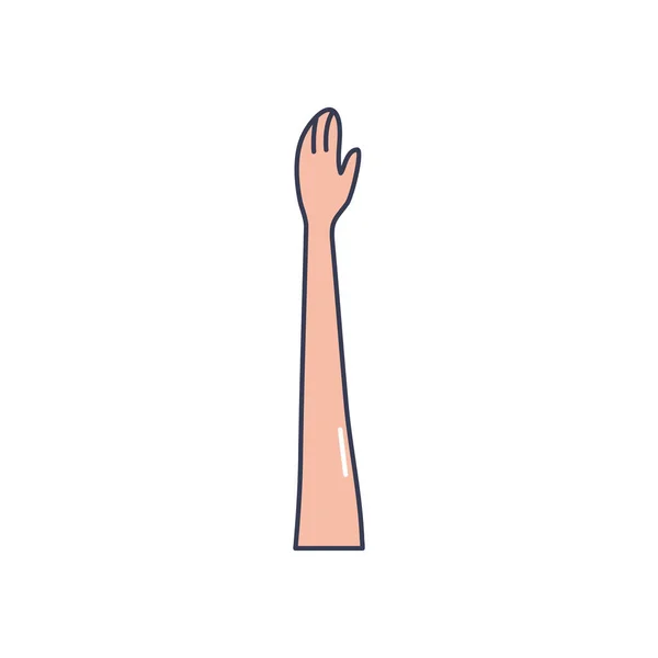 Έννοια του ανθρώπινου σώματος, το ανθρώπινο χέρι επάνω εικονίδιο, γραμμή στυλ πλήρωσης — Διανυσματικό Αρχείο