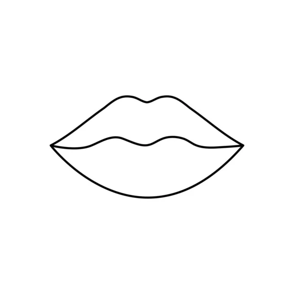 Concept de corps humain, icône bouche lèvres, style ligne — Image vectorielle