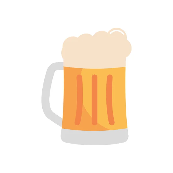 Taza con cerveza con espuma, estilo plano — Vector de stock