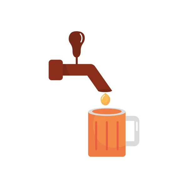 Grifo y taza de cerveza icono, estilo plano — Vector de stock
