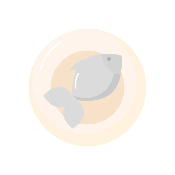 Placa con icono de pescado, estilo plano — Vector de stock