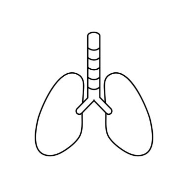 İnsan vücudu konsepti, akciğer organ simgesi, çizgi biçimi