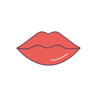 İnsan vücudu konsepti, ağız dudak simgesi, satır doldurma tarzı