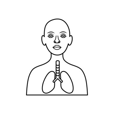 Avatar kişi ve akciğer simgesi, çizgi biçimi