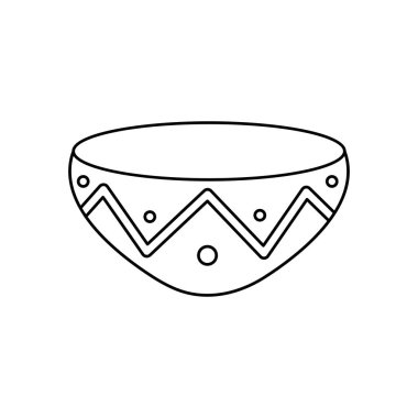 Meksika tasarımlı kase, çizgi tarzı.