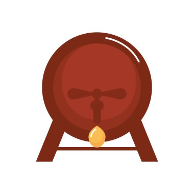 Tahta bira fıçısı ikonu, düz stil.