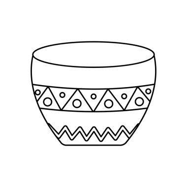 Meksika tasarımlı kase, çizgi tarzı.