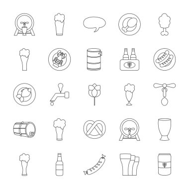 tavuk budu ve oktoberfest ikonu seti, satır biçimi