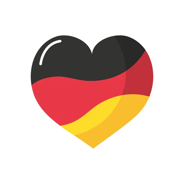 Cuore con disegno bandiera tedesca, stile piatto — Vettoriale Stock