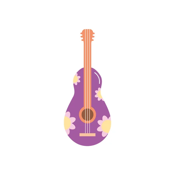Guitar with mexican design, flat style — Stock Vector