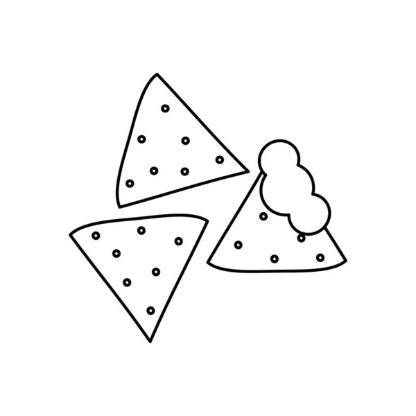 Diseño de comida mexicana, icono de nachos, estilo de línea — Vector de stock