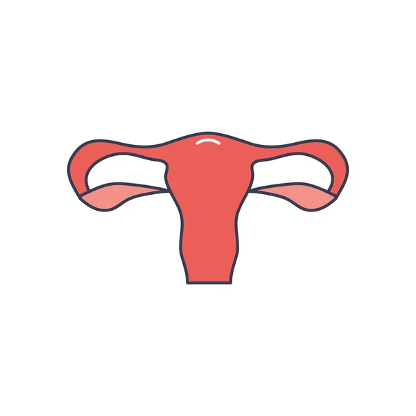 Koncepcja ludzkiego ciała, ikona kobiecego narządu rozrodczego, styl wypełnienia linii — Wektor stockowy
