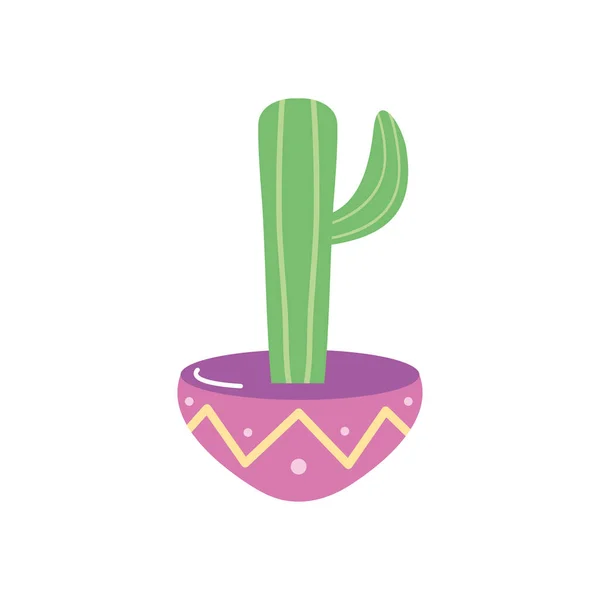 Kaktus im Topf, flach — Stockvektor