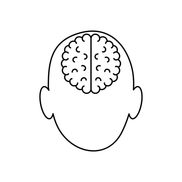 Głowa z ikoną mózgu, styl linii — Wektor stockowy