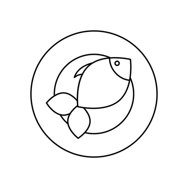 Тарілка з значком риби, стиль лінії — стоковий вектор