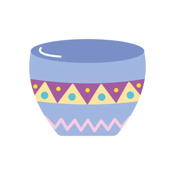Bowl with mexican design, flat style — Stock Vector