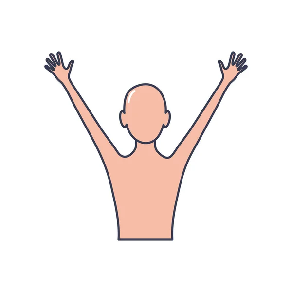 Människokropp koncept, avatar person med armar upp, linje fylla stil — Stock vektor