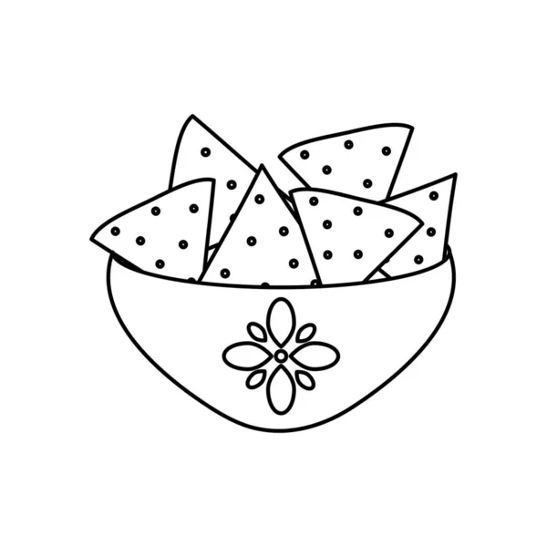 Skål med nachos ikon, linje stil — Stock vektor
