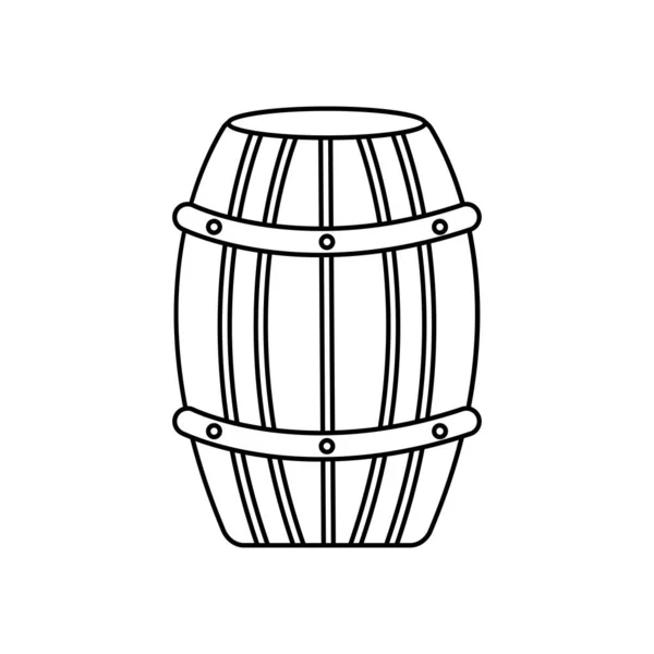 Иконка деревянной бочки, стиль линии — стоковый вектор
