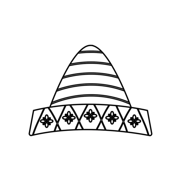 Mexikanische Hut-Ikone, Linien-Stil — Stockvektor